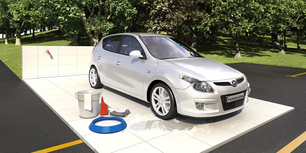 Perspectiva ilustrada do carwash
